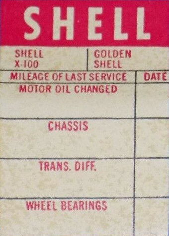 (image for) 1953 ORIGINAL Shell Oil Change Lubrication Sticker